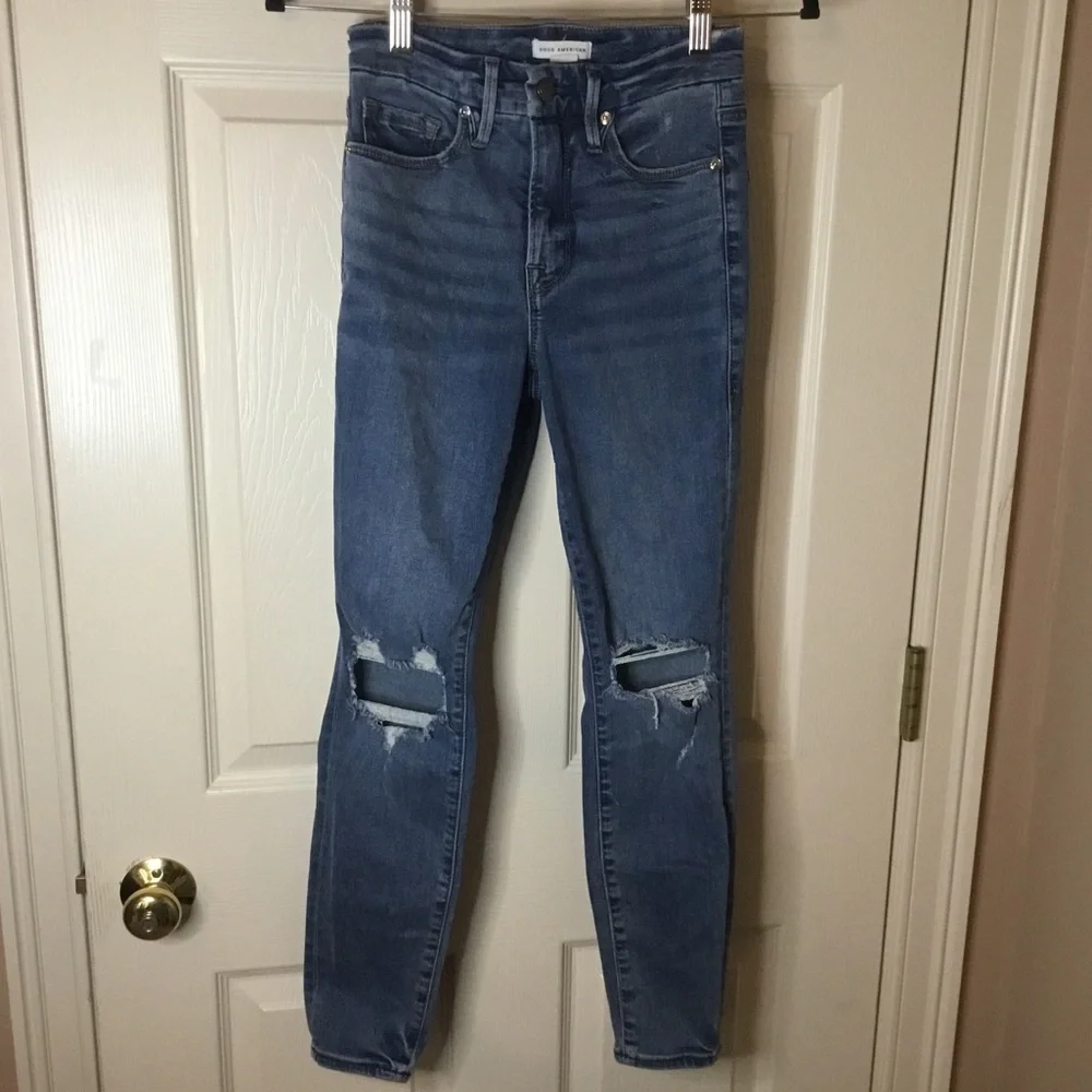 Good American Distressed Skinny Ankle Jeans - Size 2/26